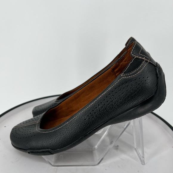 KELLY‎ & KATIE BLACK LEATHER FLATS PADDED SLIP ON, COMFORT AND STYLE - Picture 3 of 7